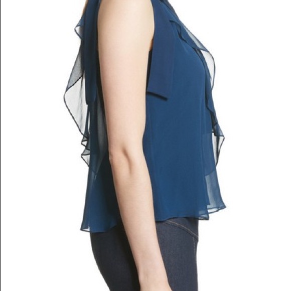 Cinq a Sept Blue Silk one Shoulder top S - Picture 4 of 6